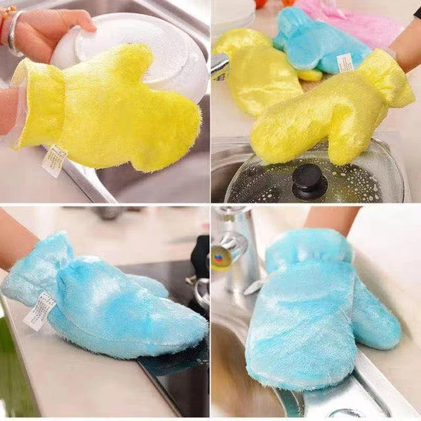 FIBER REUSABLE MULTIPURPOSE DISHWASHING GLOVES HOUSEHOLD KITCHEN