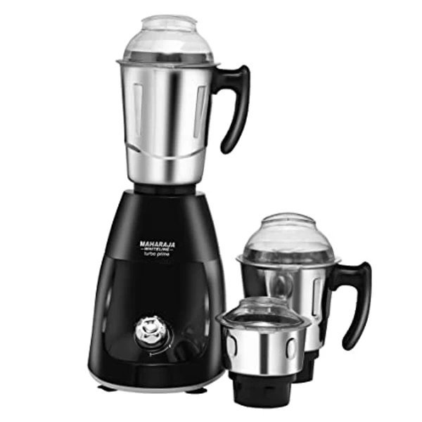 Maharaja Whiteline Turbo Prime DLX Mixer Grinder, 750W, 3 Jars, Black