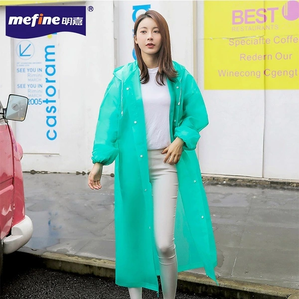Waterproof EVA Raincoat Transparent Long Size Adult Raincoat Reusable Portable Outdoor Hiking Raincoat