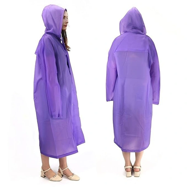 Raincoat -PVC Transparent Water Proof Reusable Poncho Rainwear with Hoodie & Travel Pouch for Adult,Unisex (Pack of 1,Violet)