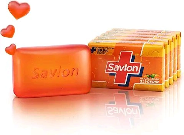 Savlon Moisturizing Glycerin Soap Bar With Germ Protection, 625g (125g - Combo Pack of 5), Soap for Women & Men, For All Skin Types