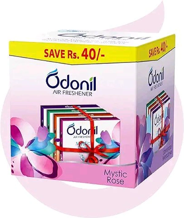 Odonil Bathroom Air Freshner Blocks Mixed Fragrances - 192g (48g*4) | Mixed Fragrances: Jasmine, Lavender, Orchid, Rose| Long Lasting Fragrance | Lasts upto 30 days