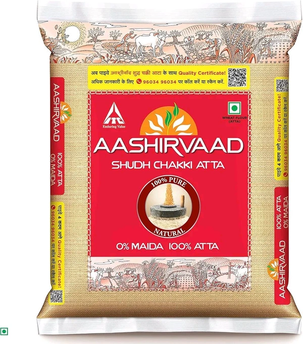 Aashirvaad Shudh Chakki Atta, 10kg Pack, 100% Whole Wheat Flour, 0% Maida