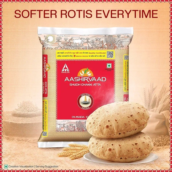Aashirvaad Shudh Chakki Atta, 10kg Pack, 100% Whole Wheat Flour, 0% Maida