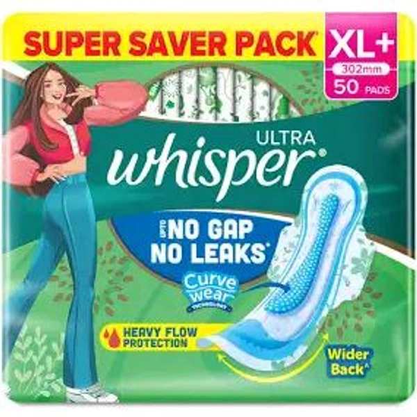 WHISPER ULTRA HYGIENE COMFORT SANITARY 50 XL+ PADS