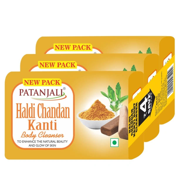 Patanjali Body Cleanser (150gm×3) - 450gm, Haldi Chandan Kanti