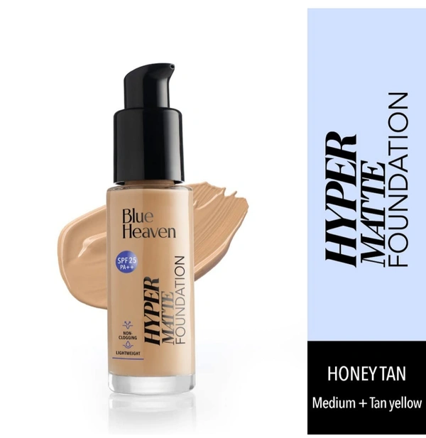 Blue Heaven Hyper Matte Foundation  - 30ml, honey medium+golden yellow