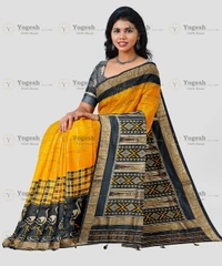 Patola Pure Silk Saree  - Yellow, Free Size