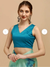 Sangria Sea Green & Blue Organza Saree - Blue, Free