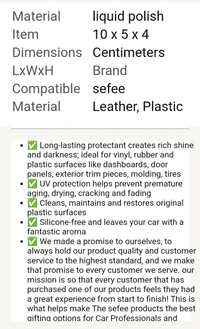 Sefee Car dashboard polish standar quality 500/Ml.. - Silver, 3/2/7