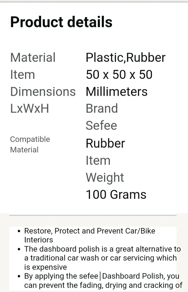 Sefee dashboard polish Premium quality 500 Ml. - Silver, 2/4/7