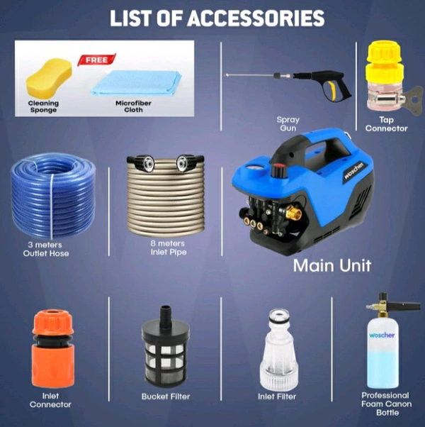 Sefee Woscher Car Washer High Pressure Gun Pressure Washer for Car, Car Washing Pump for Car, Bike and Home Use Cleaning |18 Months Warranty | 100% Copper Motor | 2400 Watts | 240 Bars |
100+ bought in past month - Cornflower Blue