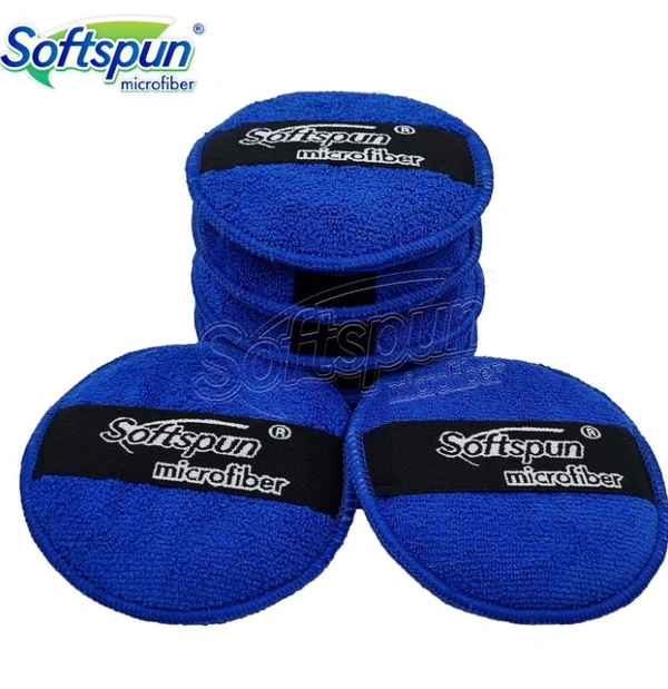 Sefee SOFTSPUN Microfiber Reusable Round Polishing Pad, 1 Pieces Set 340 GSM (Blue) Multipurpose. Ultra-Soft Application Pads with Finger Band Perfect Cleaning for Car, Bike, Window and - Royal Blue