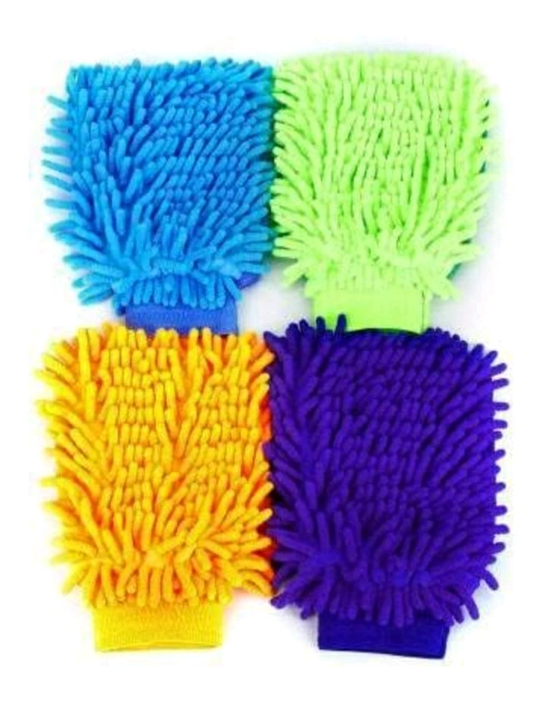 Microfiber Auto Dusting Cleaning Gloves for Cars and Trucks, Perfect to Clean Mirrors and Lamps Microfiber Vehicle Washing Hand Glove Multicolor (Pack of 4), 1200 GSM - Dove Gray