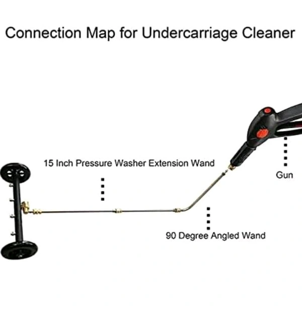 Sefeee Purezo Dual-Function 2 in 1 Underbody Cleaner/UnderCarriage Cleaner, Surface Cleaner for Pressure Washer, 16 Inch, Underbody Car Wash Water Broom with 3 Pieces Extension Wand. - Dorado