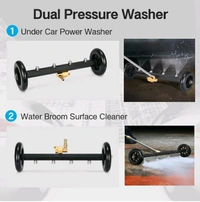Sefeee Purezo Dual-Function 2 in 1 Underbody Cleaner/UnderCarriage Cleaner, Surface Cleaner for Pressure Washer, 16 Inch, Underbody Car Wash Water Broom with 3 Pieces Extension Wand. - Dorado