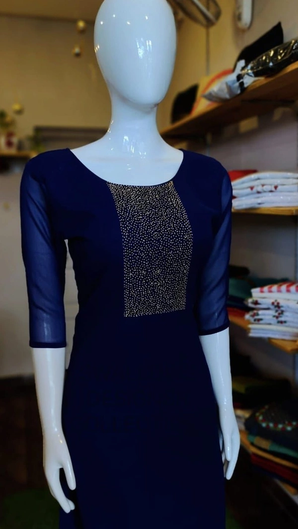 Georgette Aline Kurtis  - Navy Blue, M