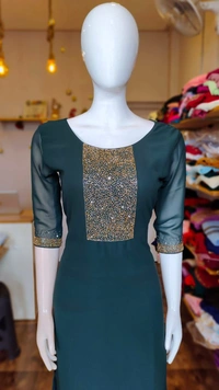 Georgette Aline Kurtis  - Navy Blue, M