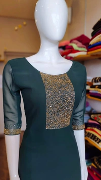 Georgette Aline Kurtis  - Navy Blue, M