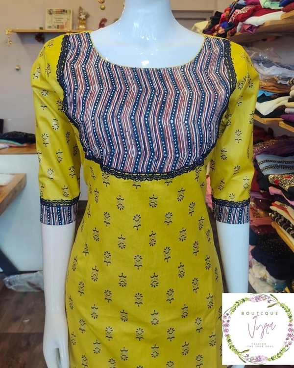 Printed Cotton Kurti  - Burning Sand, L