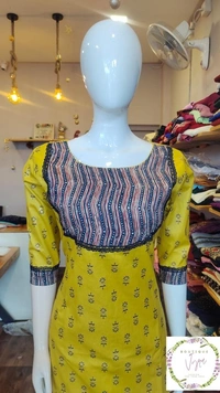 Printed Cotton Kurti  - Burning Sand, L