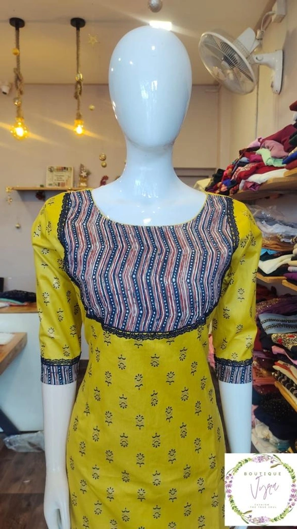 Printed Cotton Kurti  - Burning Sand, L
