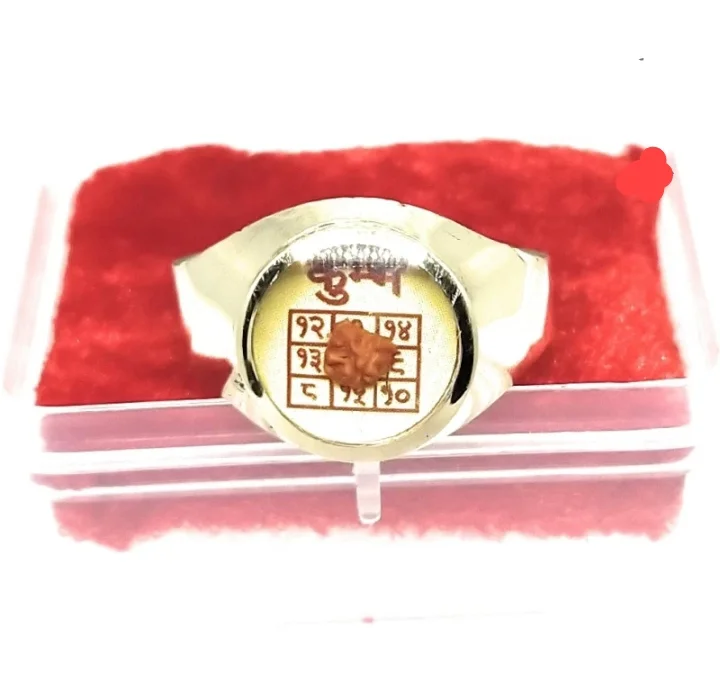 Ashtadhatu Rudraksha Kumbh (Aquarius) Rashi Ring पीतल यंत्र (1 का पैक)