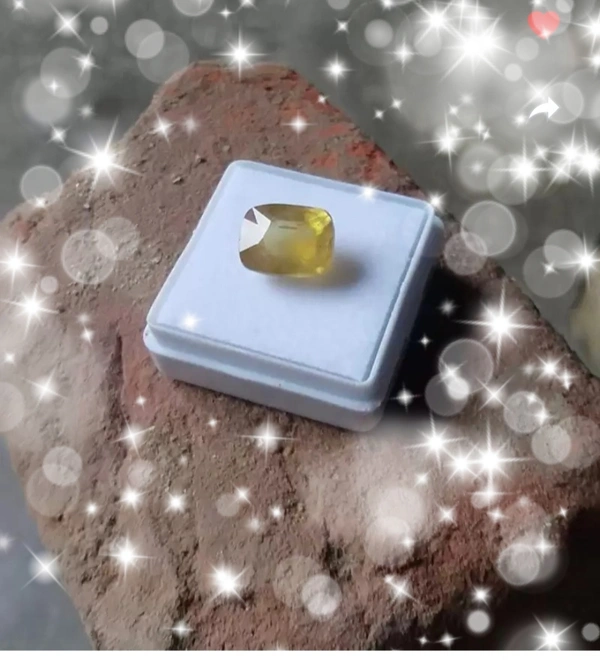 Aanya JewelsAanya Jewels Natural Yellow Sapphire 8.25 Ratti (Pukhraj) Original Rashi Ratan - Yellow, Free