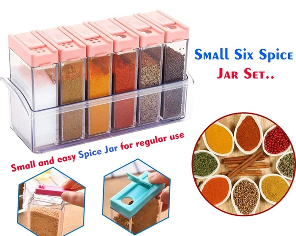 0122 PLASTIC SPICE JARS (6 PCS, 14X22X8CM, MULTICOLOUR)