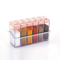0122 PLASTIC SPICE JARS (6 PCS, 14X22X8CM, MULTICOLOUR)