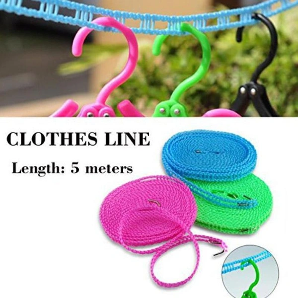 0190 CLOTHESLINE DRYING NYLON ROPE WITH HOOKS