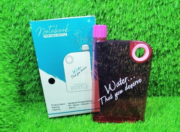 0364 NOTEBOOK STYLE SLIM WATER BOTTLE (380 ML, MULTICOLOR)