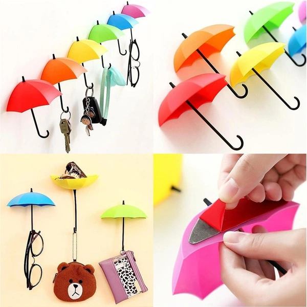 0486 MULTIPURPOSE UMBRELLA KEY HAT HOLDER WALL HANGING HOOK MULTICOLOR
