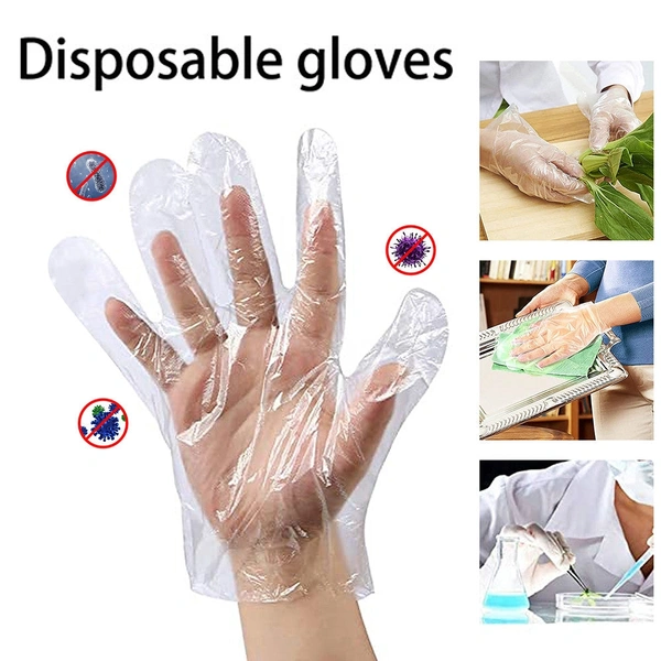0670 PLASTIC TRANSPARENT DISPOSABLE CLEAR GLOVES (WHITE) (100PC)