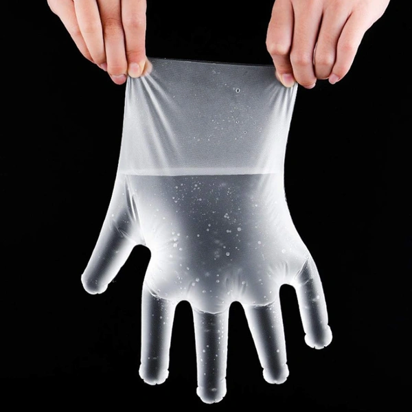 0670 PLASTIC TRANSPARENT DISPOSABLE CLEAR GLOVES (WHITE) (100PC)