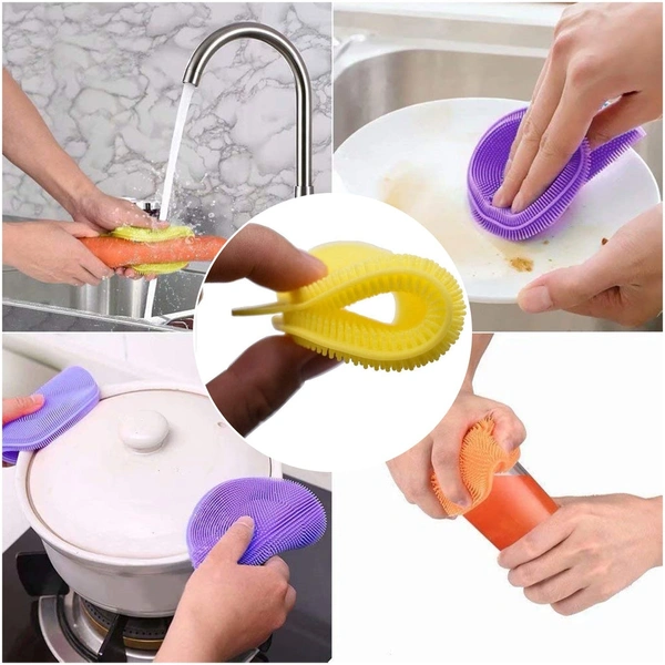 1344A CLEANING SUPPLIES SPONGES SILICONE SCRUBBER FOR KITCHEN NON STICK DISHWASHING
