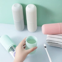 1355A CAPSULE SHAPE TRAVEL TOOTHBRUSH TOOTHPASTE CASE HOLDER (MULTICOLOR)
