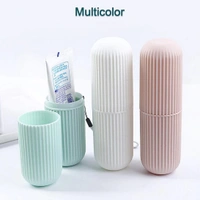 1355A CAPSULE SHAPE TRAVEL TOOTHBRUSH TOOTHPASTE CASE HOLDER (MULTICOLOR)