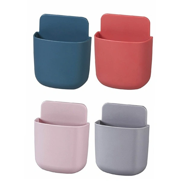 1374 WALL MOUNTED STORAGE CASE WITH MOBILE PHONE CHARGING PORT PLUG HOLDER - PACK OF 4 PCS