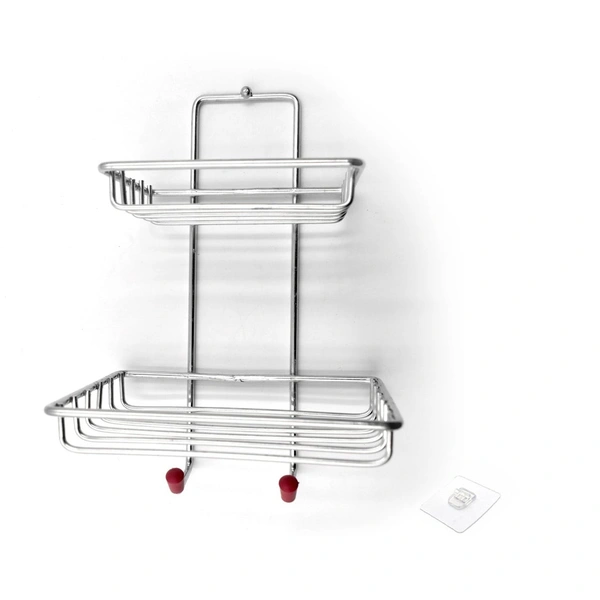 1763 KITCHEN BATHROOM SOAPS STORAGE RACK WITH 2 HOOK FOR HOME