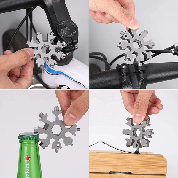 1787 SNOWFLAKE MULTI-TOOL STAINLESS STEEL SNOWFLAKE BOTTLE OPENER