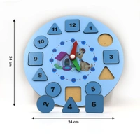 1949 AT49 WOODEN CLOCK TOY AND GAME FOR KIDS AND BABIES