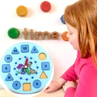 1949 AT49 WOODEN CLOCK TOY AND GAME FOR KIDS AND BABIES