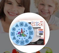 1949 AT49 WOODEN CLOCK TOY AND GAME FOR KIDS AND BABIES
