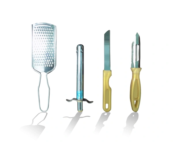 2030 4IN1 COMBO - STAINLESS STEEL KITCHEN LIGHTER, KNIFE, PEELER AND SMOOTH GRATER