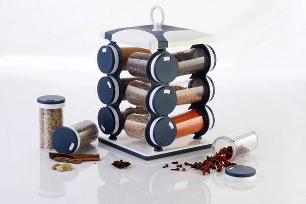 2036 SPICE JAR SET - FOOD GRADE PLASTIC 12PCS SPICE JAR (BROWN BOX)