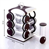 2036 SPICE JAR SET - FOOD GRADE PLASTIC 12PCS SPICE JAR (BROWN BOX)