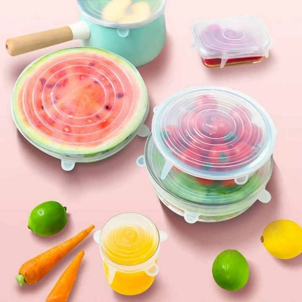 2154 SILICONE STRETCH LIDS REUSEABLE MICROWAVE SAFE FLEXIBLE COVERS (SET OF 6) (LOOSE PACK)