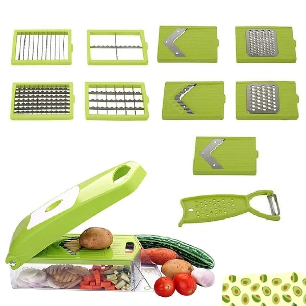 2415 VEGETABLE CUTTER CHOPPER CHIPSER FOR KITCHEN 12 IN 1 (11 BLADE AND 1 PEELER)Premium Quality