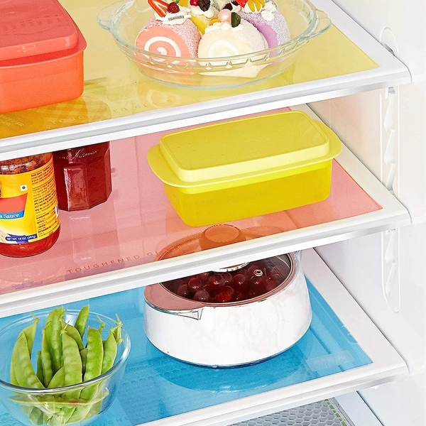 2472 Fridge Multipurpose Mat Plastic Flexible Mat | Anti-Slip Refrigerator Mat | Drawer Mat/ Place mat Set / Fridge Mat ( Set of 6 )